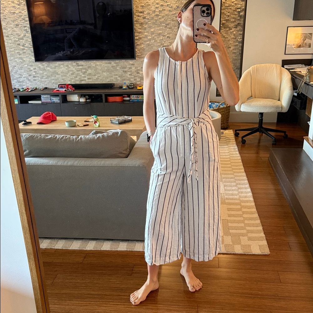 Banana Republic Striped Linen Blend Jumpsuit Size 0